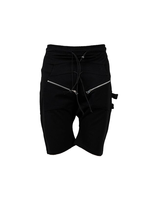 La Haine Inside Us Szorty "Estinti Unisex" | P2303 3M | Estinti | Mężczyzna | Czarny. Okazja: na co dzień. Kolor: czarny. Materiał: nylon, wiskoza, elastan. Wzór: aplikacja. Styl: casual