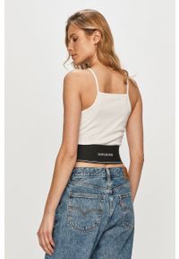 Calvin Klein Jeans - Top. Kolor: biały. Materiał: dzianina #4