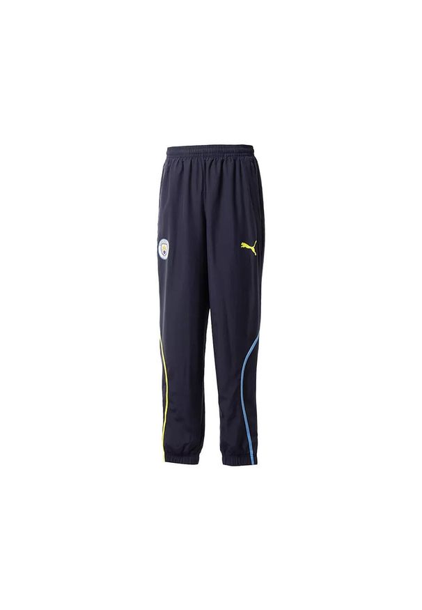 Puma - Spodnie dresowe Prematch Manchester City 2024/25. Kolor: niebieski. Materiał: dresówka. Styl: sportowy