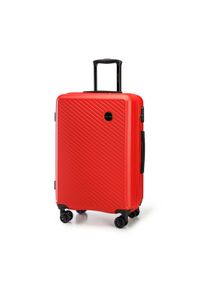 Wittchen - Średnia walizka z ABS-u w ukośne paski czerwona. Kolor: czerwony. Materiał: guma. Wzór: paski. Styl: elegancki
