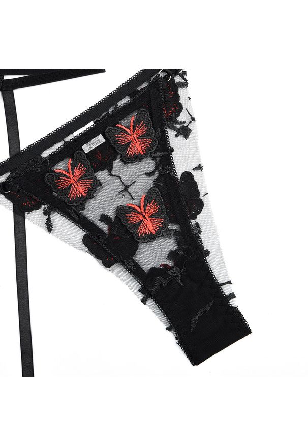 Intica - Komplet bielizny z haftem w kształcie motyli koronkowy Latika. Kolor: fioletowy. Materiał: koronka. Wzór: haft