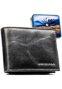 Czarny portfel męski ze skóry naturalnej bez zapięcia zewnętrznego - Peterson. Kolor: czarny. Materiał: skóra #1