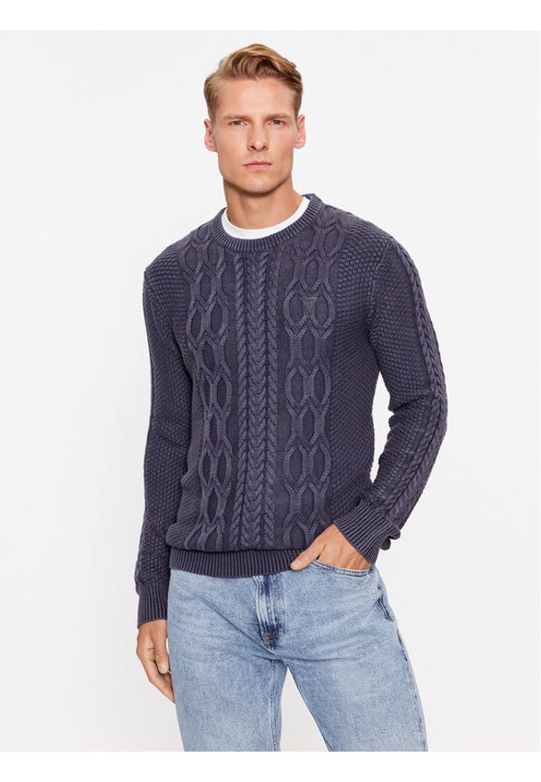 Guess Sweter Andy M3BR21 Z2BB0 Niebieski Regular Fit. Kolor: niebieski. Materiał: bawełna