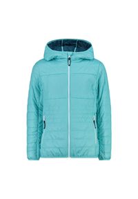 Kurtka z kapturem dla dziewczynki CMP. Typ kołnierza: kaptur. Kolor: niebieski. Materiał: puch. Sport: turystyka piesza #1