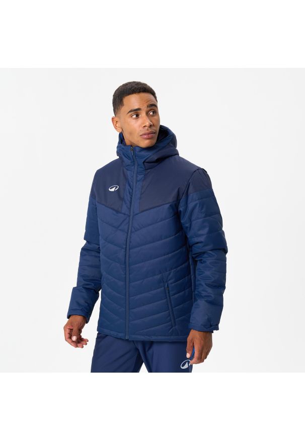 KIPSTA - Krótka kurtka do piłki nożnej Kipsta. Kolor: niebieski. Długość: krótkie. Sport: piłka nożna