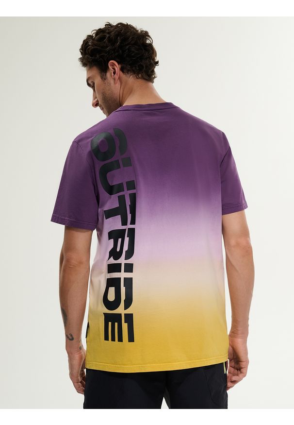 4f - 4F T-shirt relaxed z nadrukiem męski - fioletowy M. Okazja: na co dzień. Kolor: fioletowy. Materiał: materiał, bawełna, dzianina. Wzór: nadruk. Styl: casual