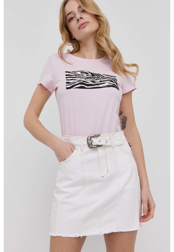 Liu Jo spódnica jeansowa kolor biały mini prosta. Okazja: na co dzień. Kolor: biały. Materiał: jeans. Wzór: gładki. Styl: casual