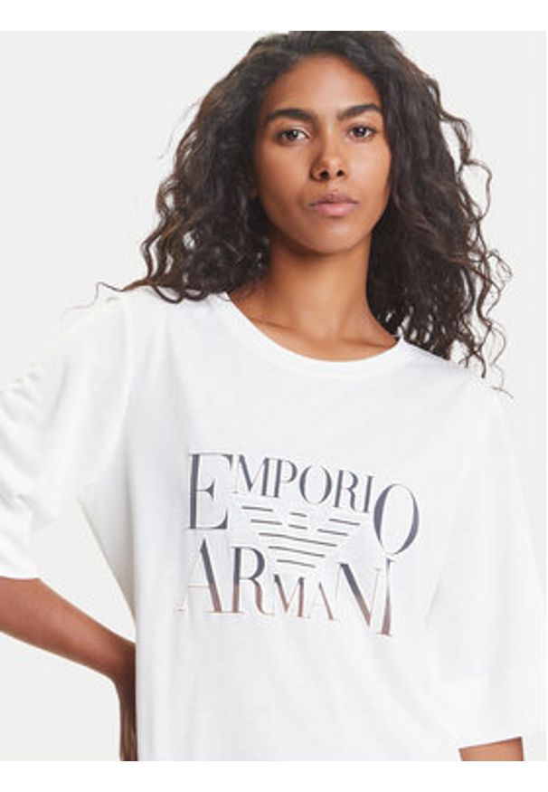 Emporio Armani Sukienka codzienna EW000618 AF12187 U1131 Biały Loose Fit. Okazja: na co dzień. Kolor: biały. Materiał: wiskoza. Typ sukienki: proste. Styl: casual