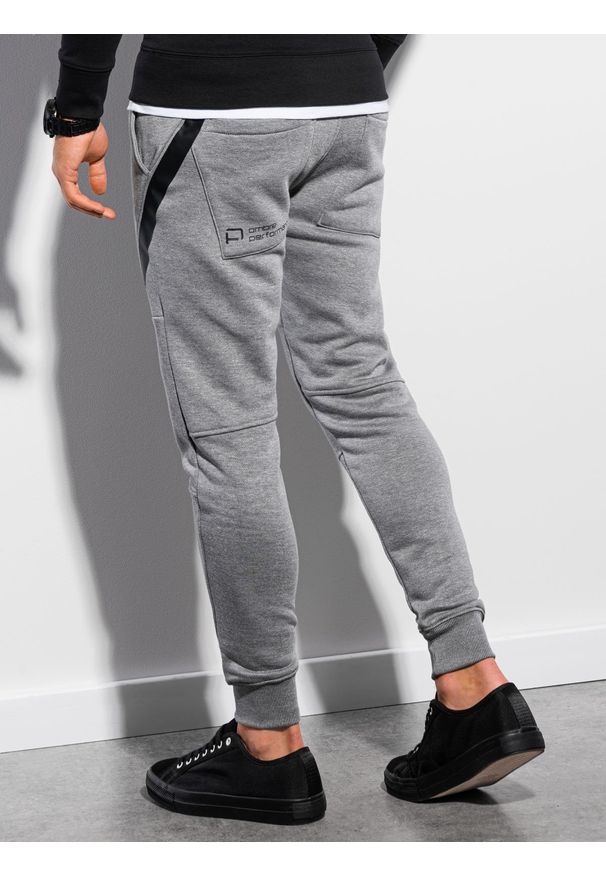 Ombre Clothing - Spodnie męskie dresowe P1002 - szary melanż - XXL. Okazja: na co dzień. Kolor: szary. Materiał: dresówka. Wzór: melanż. Styl: elegancki, casual