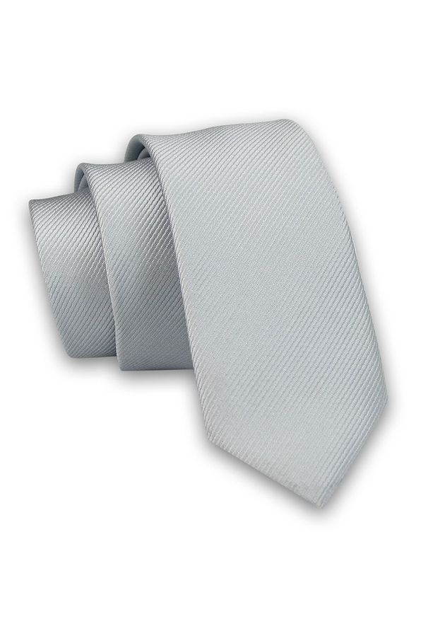 Szary Jednokolorowy Krawat Męski, Śledź - 5 cm - Angelo di Monti, Popiel. Kolor: szary