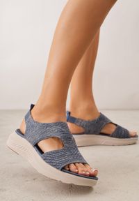 Born2be - Niebieskie Sportowe Sandały na Grubej Podeszwie z Elastyczną Cholewką i Piankową Wkładką Nicthil. Okazja: na co dzień. Zapięcie: bez zapięcia. Kolor: niebieski. Materiał: jeans. Sezon: lato. Styl: sportowy #6
