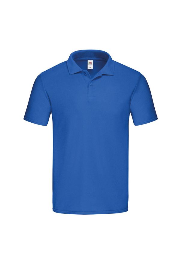 FRUIT OF THE LOOM - Męska Oryginalna Koszulka Polo. Typ kołnierza: polo. Kolor: niebieski