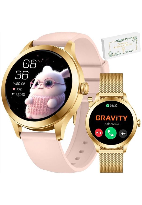 Smartwatch Gravity SMARTWATCH dziecięcy Komunia T25 pink/gold. Rodzaj zegarka: smartwatch