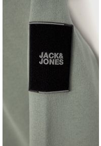 Jack & Jones bluza dziecięca kolor zielony z kapturem gładka. Typ kołnierza: kaptur. Kolor: zielony. Materiał: dzianina. Wzór: gładki