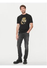 Karl Lagerfeld - KARL LAGERFELD T-Shirt 755082 542224 Czarny Regular Fit. Typ kołnierza: dekolt w karo. Kolor: czarny. Materiał: bawełna #4