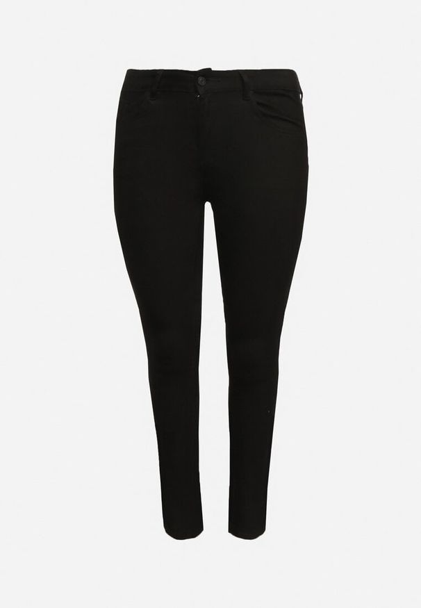 Born2be - Czarne Jeansy Skinny z Kieszeniami i Wysokim Stanem Nevennia. Okazja: na co dzień. Stan: podwyższony. Kolor: czarny. Wzór: aplikacja. Styl: wizytowy, klasyczny, elegancki, casual