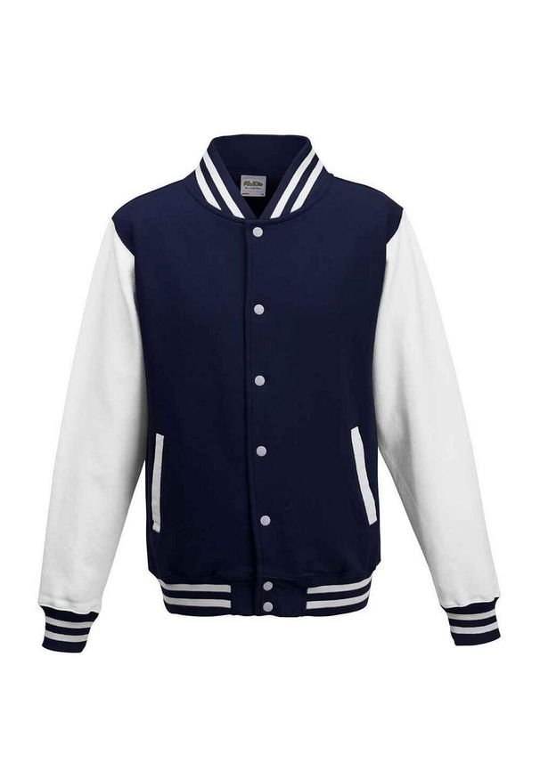 AWDIS - Kurtka Unisex Varsity Dla Dorosłych Z Polibawełny. Kolor: biały, wielokolorowy, niebieski