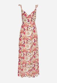 Born2be - Czerwona Rozkloszowana Sukienka z Wiskozy w Kwiatowym Wzór Redeelle. Okazja: na co dzień. Kolor: czerwony. Materiał: wiskoza. Wzór: kwiaty. Typ sukienki: rozkloszowane. Styl: casual, elegancki #6