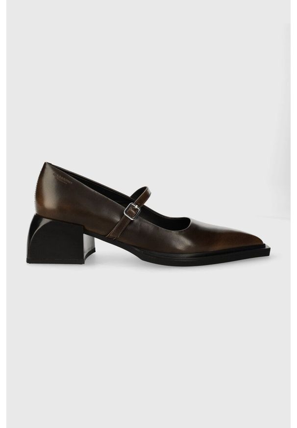 Vagabond Shoemakers czółenka skórzane VIVIAN kolor brązowy na słupku 5553.018.51. Zapięcie: klamry. Kolor: brązowy. Materiał: skóra. Obcas: na słupku. Wysokość obcasa: średni
