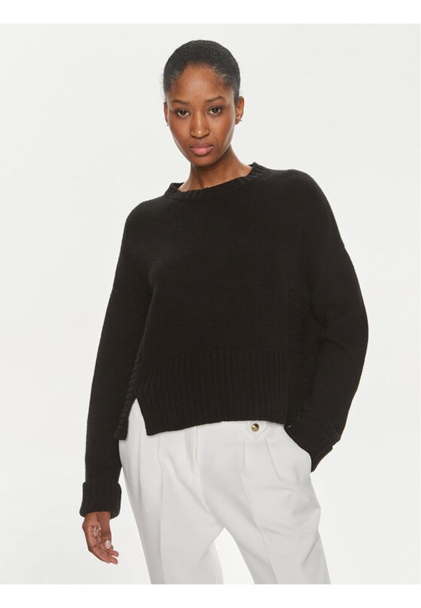 Pinko Sweter Armadillo 102241 A1CH Czarny Regular Fit. Kolor: czarny. Materiał: wełna