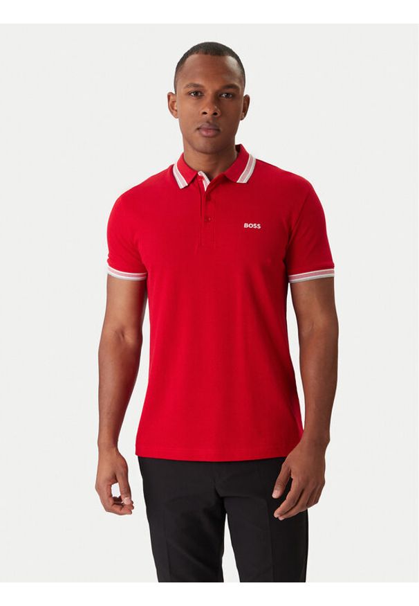 BOSS Polo Paddy 50469055 Czerwony Regular Fit. Typ kołnierza: polo. Kolor: czerwony. Materiał: bawełna
