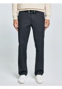 Big-Star - Spodnie męskie chinosy szare Debren 902. Kolor: szary. Materiał: tkanina. Wzór: haft. Styl: elegancki #1