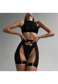 Intica - Komplet bielizny z topem transparentnym na wieczór Roli. Kolor: różowy. Materiał: materiał #3