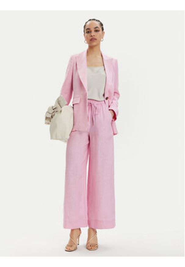 Marella Marynarka Afro 2413041094 Różowy Regular Fit. Kolor: różowy. Materiał: len