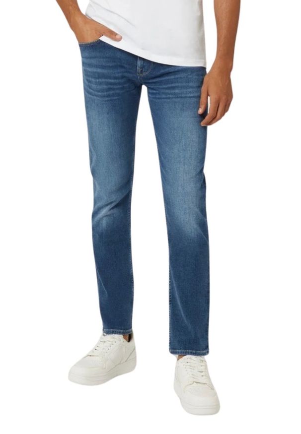 Guess - GUESS Niebieskie męskie spodnie jeansowe Finnley, Rozmiar 30/34. Kolor: niebieski. Wzór: aplikacja. Styl: klasyczny