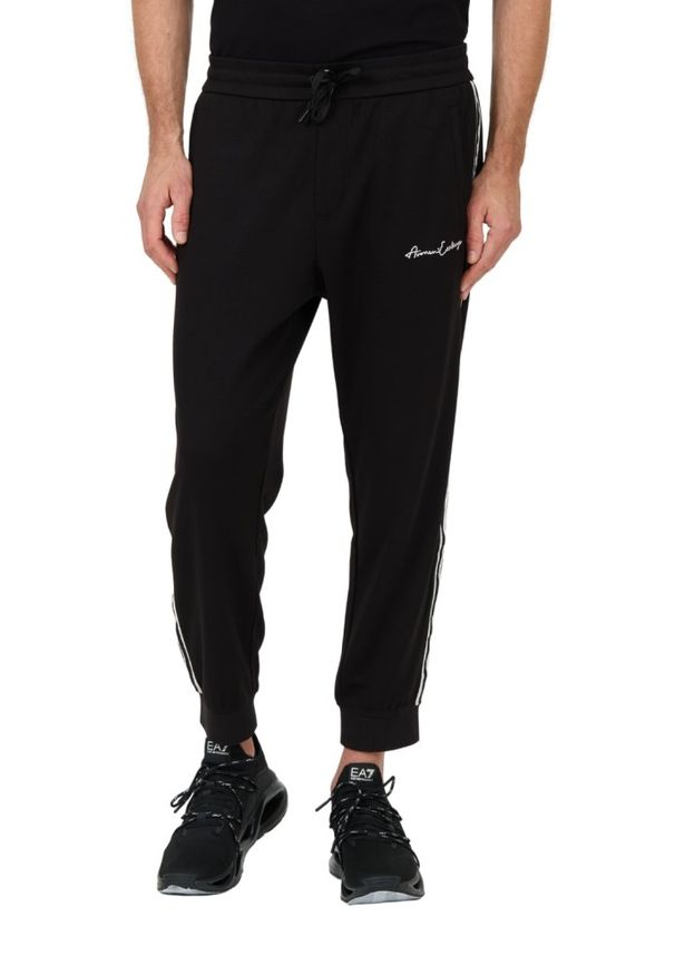Armani Exchange - ARMANI EXCHANGE Czarne męskie spodnie dresowe, Rozmiar M. Kolor: czarny. Materiał: dresówka