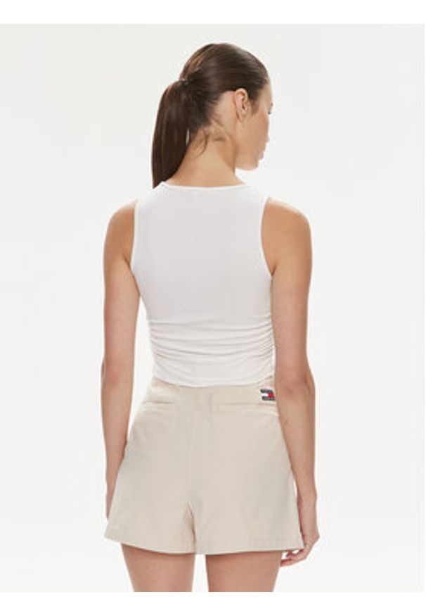 Tommy Jeans Top DW0DW17893 Biały Slim Fit. Kolor: biały. Materiał: wiskoza
