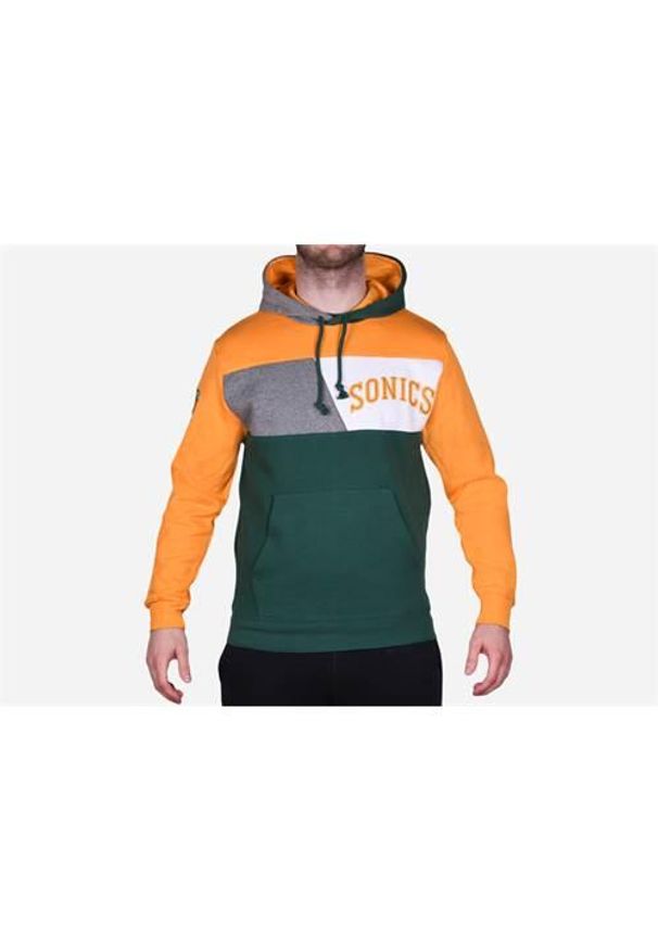 Bluza sportowa męska Mitchell & Ness Seattle Supersonics. Typ kołnierza: kaptur. Kolor: żółty, pomarańczowy, wielokolorowy