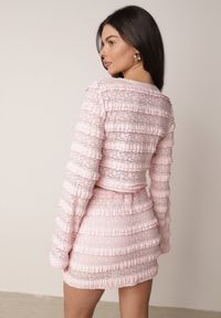 Born2be - Różowy Koronkowy Komplet Bluzka z Długim Rękawem i Spódnico-Spodenki Lupeiros. Kolor: różowy. Materiał: koronka #8