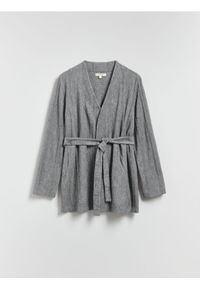 Reserved - Kardigan z wiązaniem - szary. Kolor: szary. Materiał: dzianina, wiskoza #1