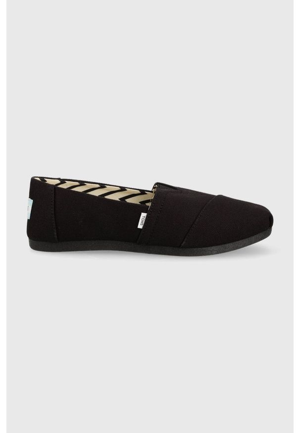 Toms espadryle Alpargata kolor czarny. Nosek buta: okrągły. Kolor: czarny. Materiał: guma, materiał. Wzór: gładki