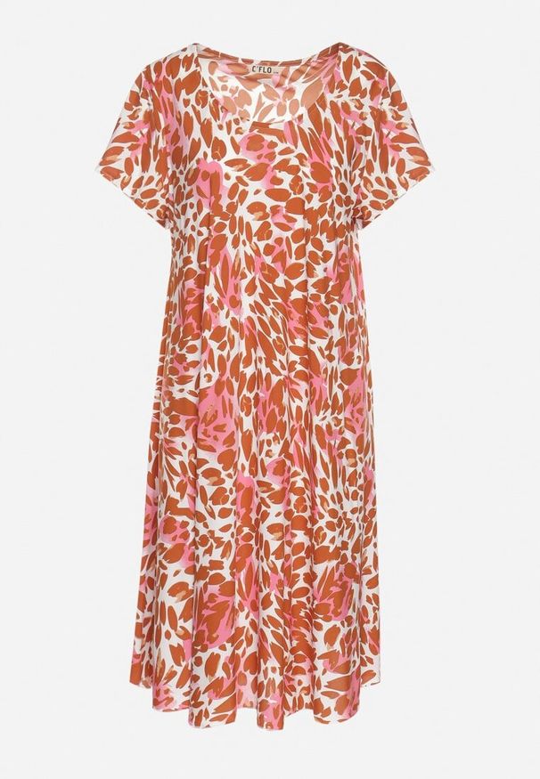 Born2be - Ciemnoróżowa Sukienka z Wiskozy o Rozkloszowanym Kroju w Panterkę Luneira. Okazja: na co dzień. Kolor: różowy. Materiał: wiskoza. Długość rękawa: krótki rękaw. Wzór: motyw zwierzęcy. Typ sukienki: rozkloszowane. Styl: klasyczny, casual