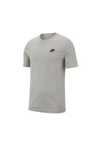 Koszulka męska Nike Sportswear Club. Kolor: szary, wielokolorowy, czarny. Materiał: bawełna. Wzór: haft. Sport: fitness #1