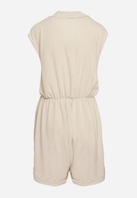 Born2be - Beżowy Kombinezon z Nakładkowym Dekoltem i Gumką w Talii Nansaliah. Kolor: beżowy #2