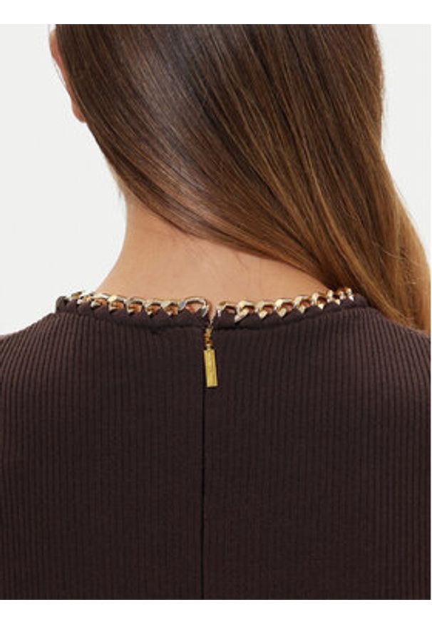 MICHAEL Michael Kors Sweter MF561CJ33D Brązowy Slim Fit. Kolor: brązowy. Materiał: wiskoza