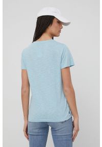 Superdry t-shirt damski. Kolor: niebieski. Materiał: bawełna, materiał, dzianina, tkanina, jedwab. Długość rękawa: krótki rękaw. Długość: krótkie. Wzór: gładki #4