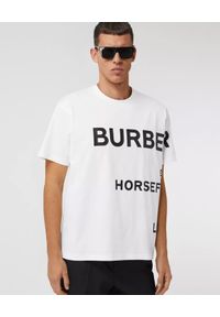 Burberry - BURBERRY - Biała koszulka z nadrukiem Horseferry. Kolor: biały. Materiał: bawełna. Wzór: nadruk