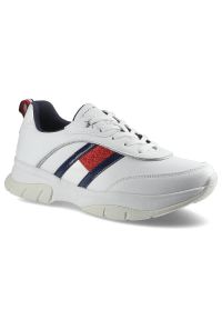 TOMMY HILFIGER - Białe Sneakersy Tommy Hilfiger Damskie Modne Buty. Kolor: biały. Materiał: jeans, materiał, skóra ekologiczna. Szerokość cholewki: normalna. Wzór: aplikacja, kolorowy