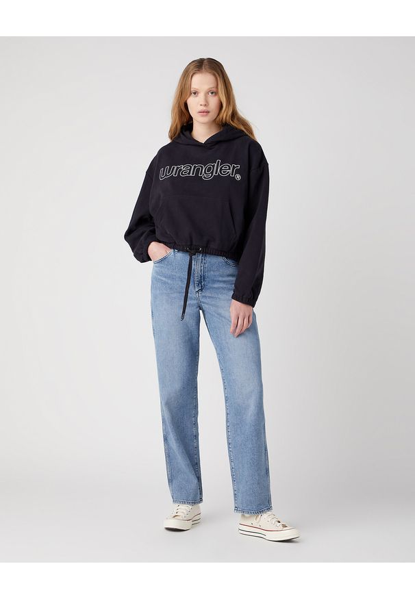 Wrangler - WRANGLER DAMSKA BLUZA Z KAPTUREM WRANGLER DRAWHEM HOODIE BLACK 112342761. Typ kołnierza: kaptur