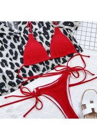 Intica - Bikini wiązane z kółeczkami plażowe regulowane Yablena. Kolor: czerwony. Materiał: materiał #1