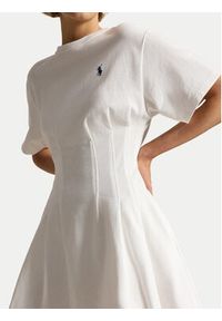 Polo Ralph Lauren Sukienka codzienna 211A96342002 Biały Slim Fit. Okazja: na co dzień. Typ kołnierza: polo. Kolor: biały. Materiał: bawełna. Typ sukienki: proste. Styl: casual #2