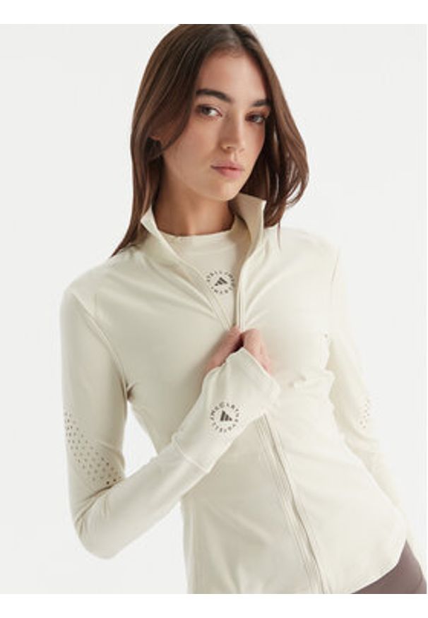 Adidas by Stella McCartney - adidas by Stella McCartney Koszulka techniczna Training Midlayer JM1397 Beżowy Slim Fit. Kolor: beżowy. Materiał: syntetyk