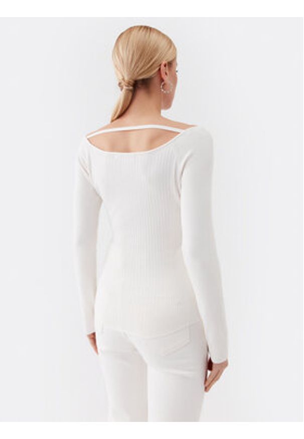Guess Sweter W3YR25 Z37J2 Biały Slim Fit. Kolor: biały. Materiał: wiskoza