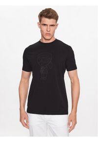 Karl Lagerfeld - KARL LAGERFELD T-Shirt 755402 533221 Czarny Regular Fit. Typ kołnierza: dekolt w karo. Kolor: czarny. Materiał: bawełna #1