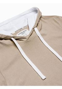 Ombre Clothing - T-shirt męski z kapturem bez nadruku S1376 - beżowy - XXL. Okazja: na co dzień. Typ kołnierza: kaptur. Kolor: beżowy. Materiał: bawełna, jersey, dzianina. Styl: klasyczny, casual