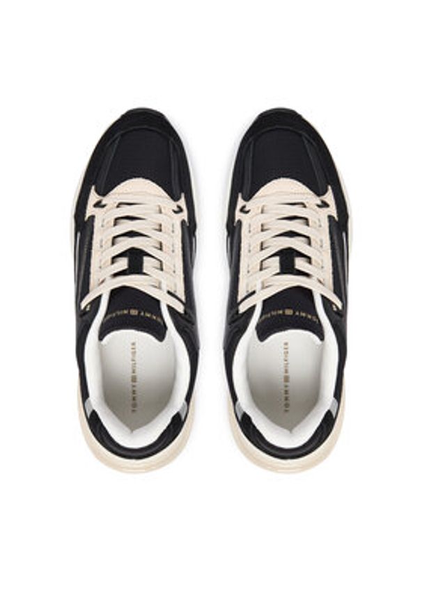 TOMMY HILFIGER - Tommy Hilfiger Sneakersy Th Sporty Chic Runner FW0FW09187 Czarny. Kolor: czarny. Materiał: skóra, zamsz
